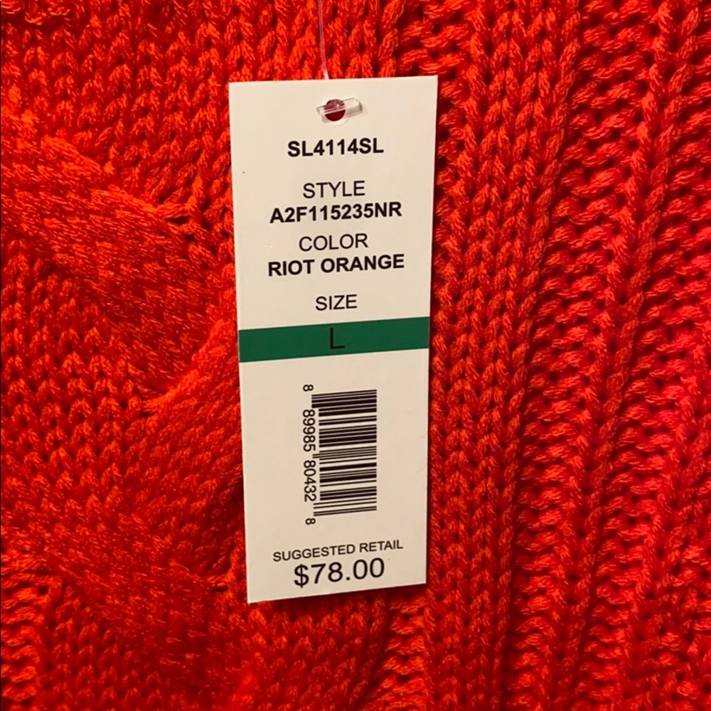 One A Mixed Knit Crew Neck Sweater Riot Orange - Picture 5 of 10